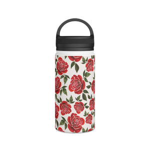Rose Watercolor Handle Lid Water Bottle