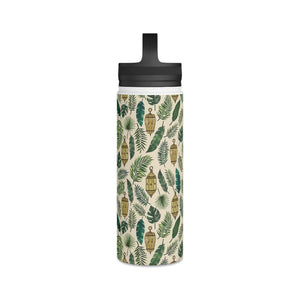 Tropical Leaves and Lanterns Handle Lid Water Bottle