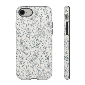 Blue Gray Flower Phone Case