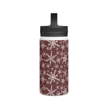 Load image into Gallery viewer, Red Snowflakes Handle Lid Water Bottle