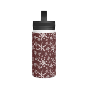 Red Snowflakes Handle Lid Water Bottle