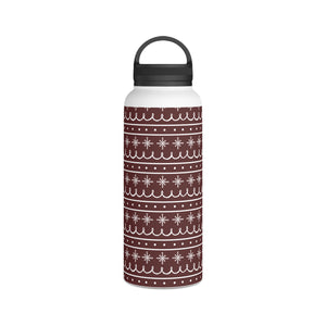 Red Snowflake Pattern Handle Lid Water Bottle