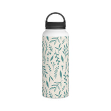 Load image into Gallery viewer, Teal Falling Leaves Handle Lid Water Bottle