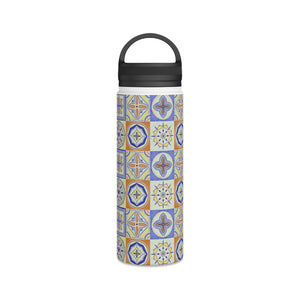 Orange and Blue Tile Handle Lid Water Bottle