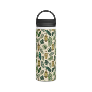 Tropical Leaves and Lanterns Handle Lid Water Bottle