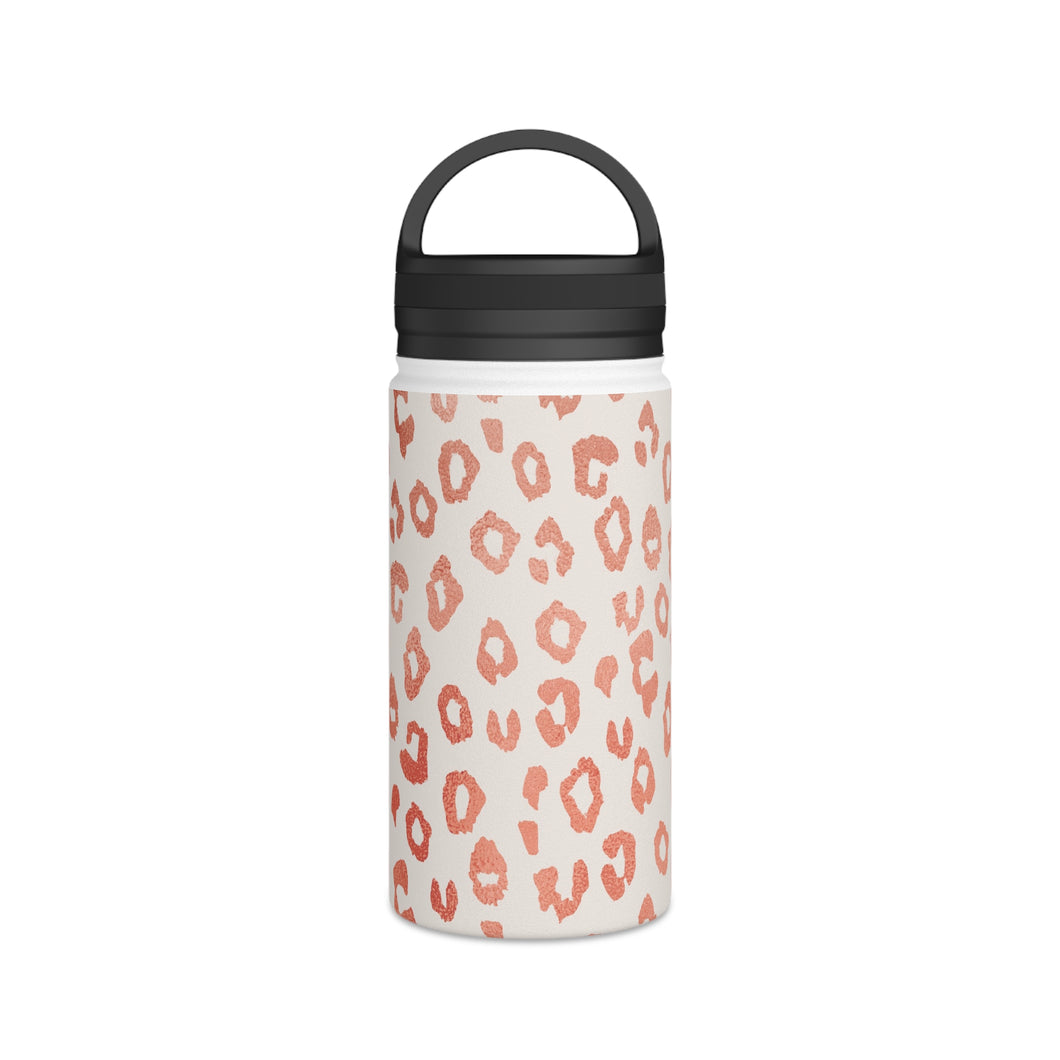 Rose Gold Leopard Print Handle Lid Water Bottle