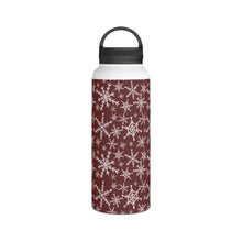 Load image into Gallery viewer, Red Snowflakes Handle Lid Water Bottle