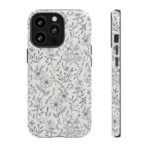 Blue Gray Flower Phone Case