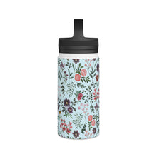 Load image into Gallery viewer, Bright Watercolor Flower - Blue Handle Lid Water Bottle