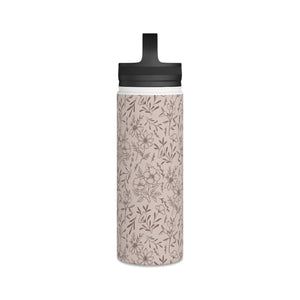Pink Flower Handle Lid Water Bottle