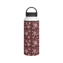 Load image into Gallery viewer, Red Snowflakes Handle Lid Water Bottle