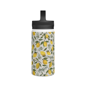 Olive and Lemon Handle Lid Water Bottle