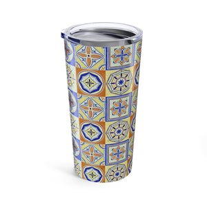 Orange and Blue Tile Travel Mug