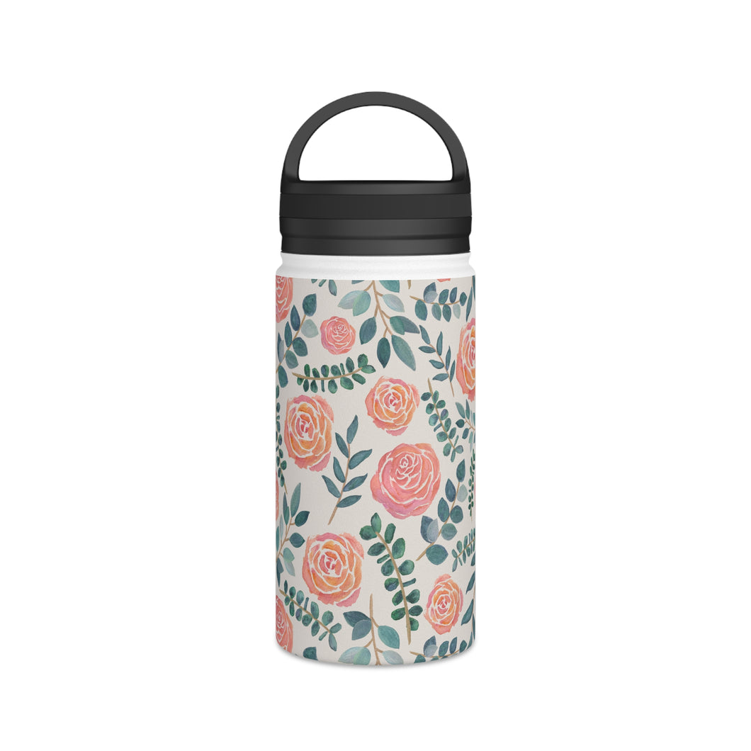 Watercolor Floral Handle Lid Water Bottle