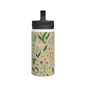 Whimsical Spring Blooms Handle Lid Water Bottle