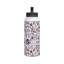 Load image into Gallery viewer, Bright Watercolor Flower - Purple Handle Lid Water Bottle