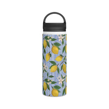 Load image into Gallery viewer, Lemons, Flowers and Stripes Handle Lid Water Bottle