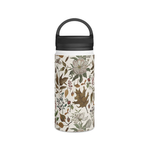 Watercolor Fall Leaves and Flowers Handle Lid Water Bottle