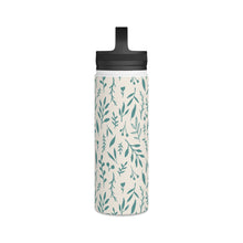 Load image into Gallery viewer, Teal Falling Leaves Handle Lid Water Bottle