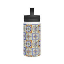 Load image into Gallery viewer, Orange and Blue Tile Handle Lid Water Bottle