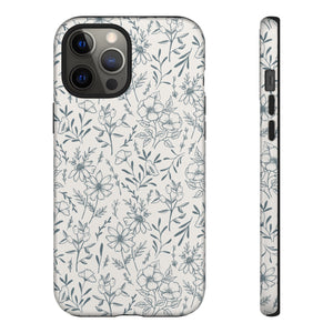 Blue Gray Flower Phone Case