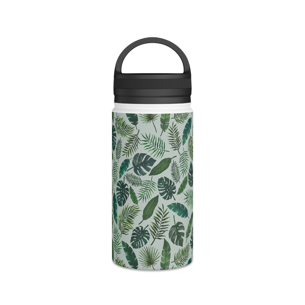 Tropical Leaves Handle Lid Water Bottle