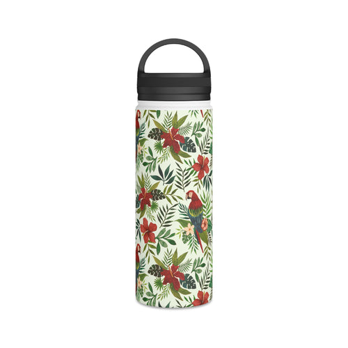 Tropical Parrot Handle Lid Water Bottle
