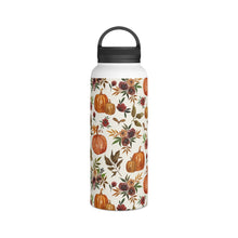Load image into Gallery viewer, Pumpkin and Fall Flowers Handle Lid Water Bottle