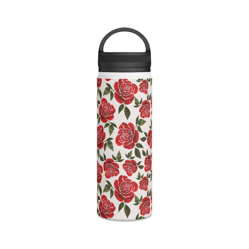 Rose Watercolor Handle Lid Water Bottle