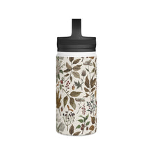 Load image into Gallery viewer, Watercolor Fall Leaves and Flowers Handle Lid Water Bottle
