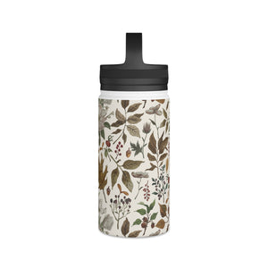 Watercolor Fall Leaves and Flowers Handle Lid Water Bottle