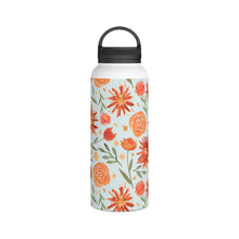 Load image into Gallery viewer, Burnt Orange Flower Burst Handle Lid Water Bottle