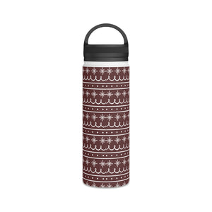 Red Snowflake Pattern Handle Lid Water Bottle