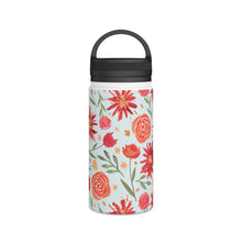 Load image into Gallery viewer, Red Flower Burst Handle Lid Water Bottle