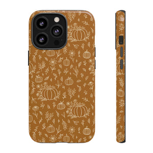 Bronze Floral Ink Pumpkin Phone Case