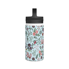 Load image into Gallery viewer, Bright Watercolor Flower - Blue Handle Lid Water Bottle