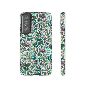 Purple Flowers and Eucalyptus Leaves Phone Case