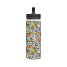Load image into Gallery viewer, Orange and Lemon Tile Handle Lid Water Bottle