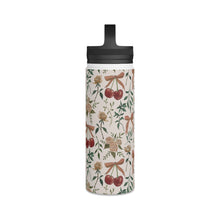 Load image into Gallery viewer, Cherry and Roses Handle Lid Water Bottle