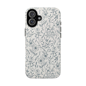 Blue Gray Flower Phone Case