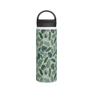 Tropical Leaves Handle Lid Water Bottle