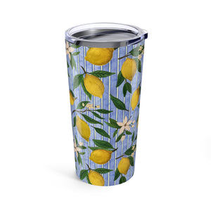 Lemons, Flowers and Stripes Travel Mug