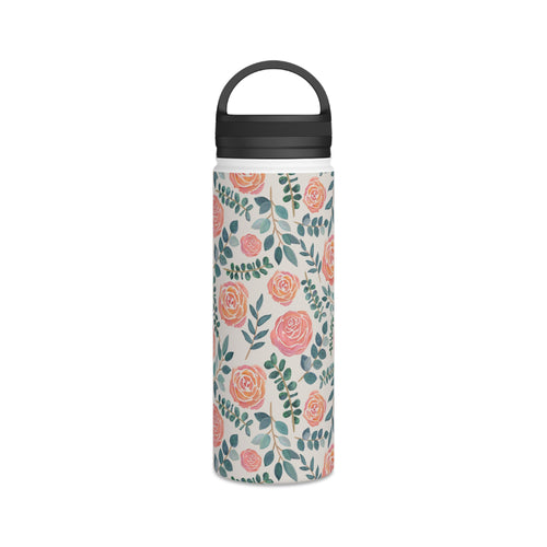 Watercolor Floral Handle Lid Water Bottle
