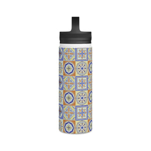 Orange and Blue Tile Handle Lid Water Bottle