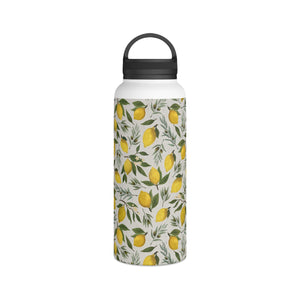 Olive and Lemon Handle Lid Water Bottle