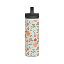 Load image into Gallery viewer, Burnt Orange Floral Handle Lid Water Bottle