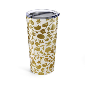 Gold Ink Floral Travel Mug