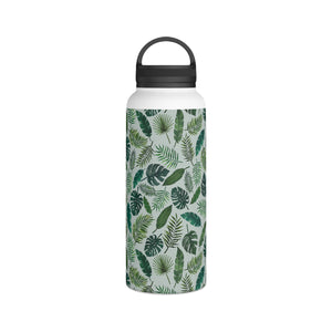 Tropical Leaves Handle Lid Water Bottle