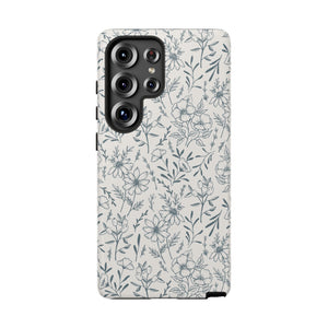 Blue Gray Flower Phone Case