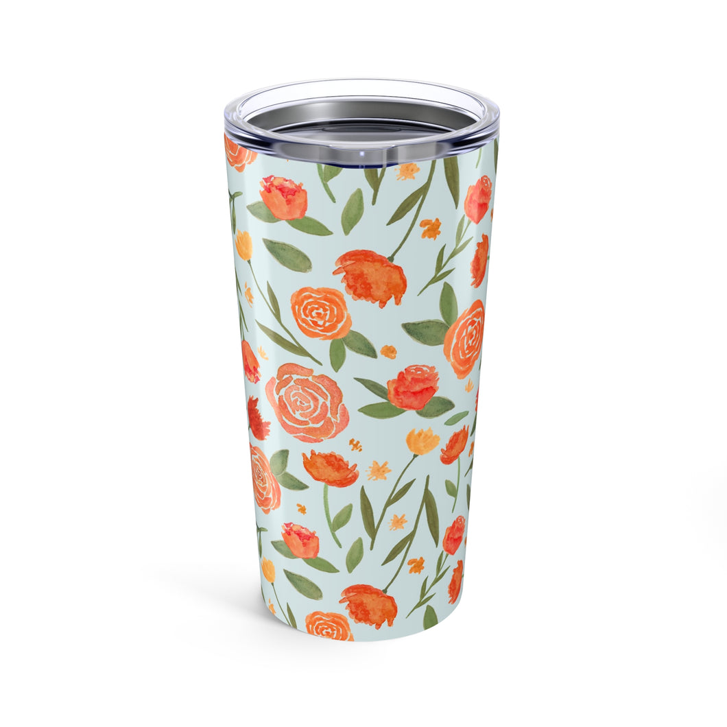Burnt Orange Floral Travel Mug
